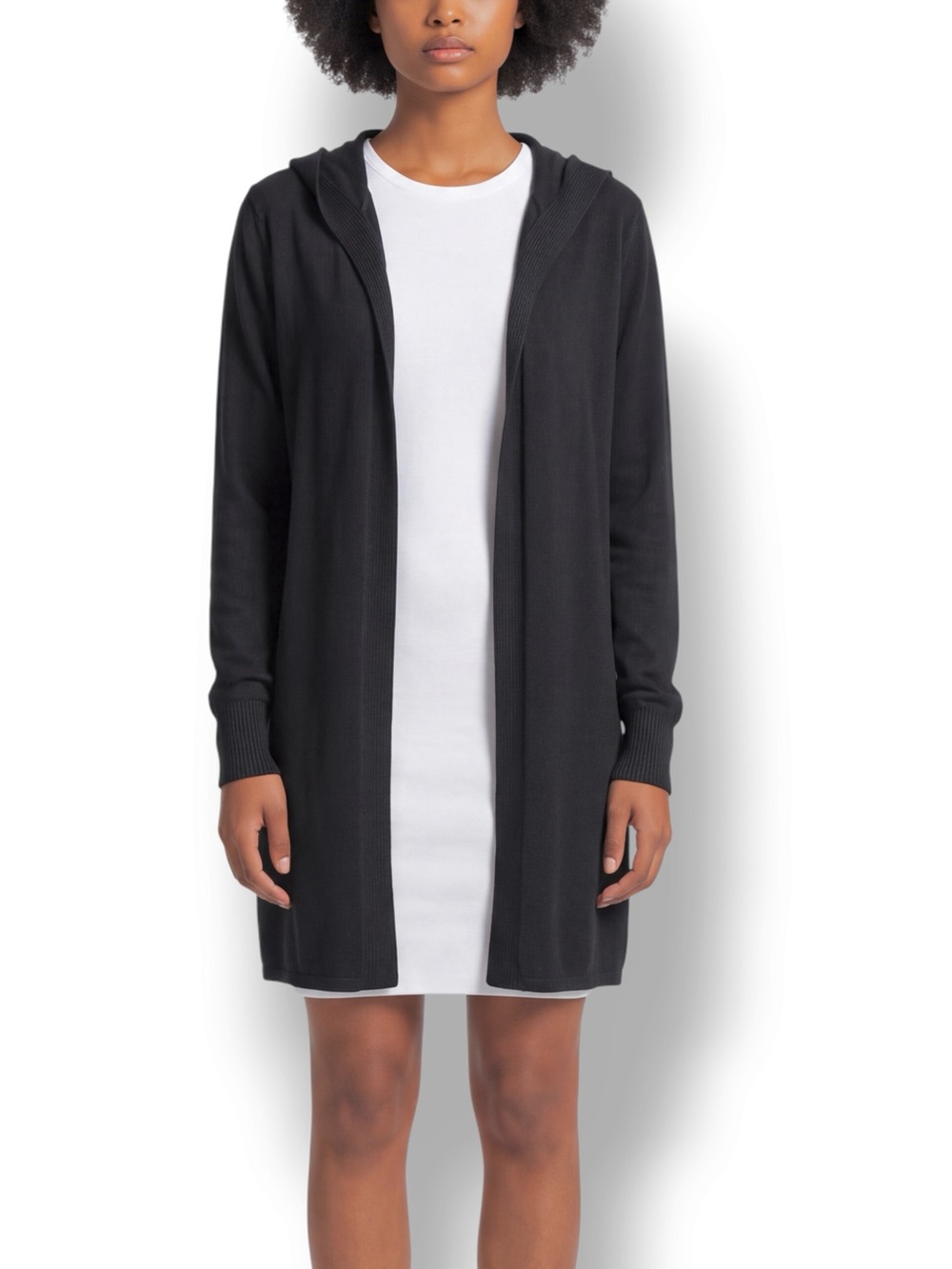 4/$20 Mossimo Black Hooded Open Front Longline Cardigan Medium